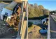 Accident spectaculos, pe DN 7, la Milcoiu. Un TIR plin cu gresie a căzut de pe pod, după ce a lovit o betonieră FOTO