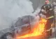 Panică pe o șosea din Botoșani: o mașină a luat foc în mers, după ce a fost implicată într-un accident - VIDEO