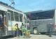 Autocar spulberat de un tramvai, în București