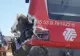 Camion încărcat cu piatră, lovit de un tren cu pasageri, la Tuzla