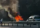 Clipe de panică pe șosea: o mașină a ars ca o torță pe A1 București-Pitești! Imagini uluitoare