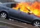Mașină în flăcări pe Splaiul Unirii din București. O persoană a fost GRAV rănită - FOTO