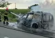 Mașină cuprinsă de flăcări pe DN5B. Trei persoane se aflau în interiorul autoturismului
