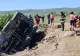 Accident rutier grav: autobetonieră răsturnată, șoferul a rămas prins în cabină