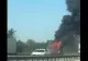 Camion în flăcări pe autostrada A1. Autoritățile au intervenit la fața locului - VIDEO