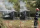 Trafic restricționat pe A2, pe sensul spre București. O mașină a luat foc, iar incendiul s-a extins la vegetație