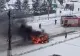 Incendiu violent pe o șosea din Giurgiu. O mașină a fost mistuită de flăcări. Intervenție de urgență a pompierilor