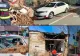 Perete prăbușit peste o mașină oprită la semafor, în Giurgiu. Cinci oameni au scăpat ca prin minune - FOTO