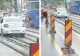 Să vezi și să nu crezi! Un șofer a rămas blocat în beton pe linia de tramvai, după ce a încercat să evite coloana din trafic 