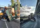 Trafic blocat pe DN76, în Hunedoara. Un autotren cu buldoexcavator a lovit limitatorul de înălțime al unui pasaj