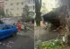 Furtună puternică în Sibiu.Vântul a smuls acoperișul unui bloc și l-a aruncat peste mai multe mașini-VIDEO