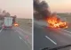 Flăcări uriașe și fum negru pe A1: un autoturism a luat foc în mers. Circulația, redirecționată