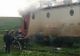 Locomotivă în flăcări în judeţul Tulcea. Incendiul a izbucnit din cauza unor defecţiuni 