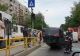 Accident grav, pe linia tramvaiului 41: mașină răsturnată, șoferul a scăpat ca prin minune 