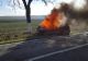 VIDEO| Mașină în flăcări după ce s-a izbit de un copac, în Tulcea