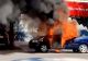 Mașină DISTRUSĂ de flăcări, într-o parcare din Constanța. De la ce ar fi izbucnit incendiul - VIDEO