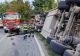 Accident grav în Vâlcea - Un camion plin cu animale s-a răsturnat în afara carosabilului