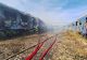 Incendiu între Podul Grand și Podul Basarab - Două vagoane au luat foc - Fumul, vizibil de la mare distanță