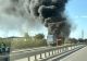 Incendiu pe A1 București - Pitești. O remorcă a fost cuprinsă de flăcări