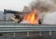 Incendiu violent pe șantierul autostrăzii A1 Pitești-Sibiu. O automacara a fost cuprinsă de flăcări