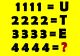 Cât de repede poți rezolva această ghicitoare? Dacă 1111=U, 2222=T și 3333=E, ce valoare are 4444?