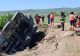 Accident rutier grav: autobetonieră răsturnată, șoferul a rămas prins în cabină
