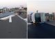 Tragedie pe Autostrada București - Pitești. Șofer mort, după ce o autoutilitară a lovit glisiera mediană şi s-a răsturnat