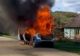 Autospecială de poliție, distrusă de flăcări în timpul misiunii. VIDEO
