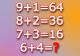Testul IQ de marți! Poți afla cât face 6+4 dacă 9+1=64, 8+2=36 și 7+3=16?