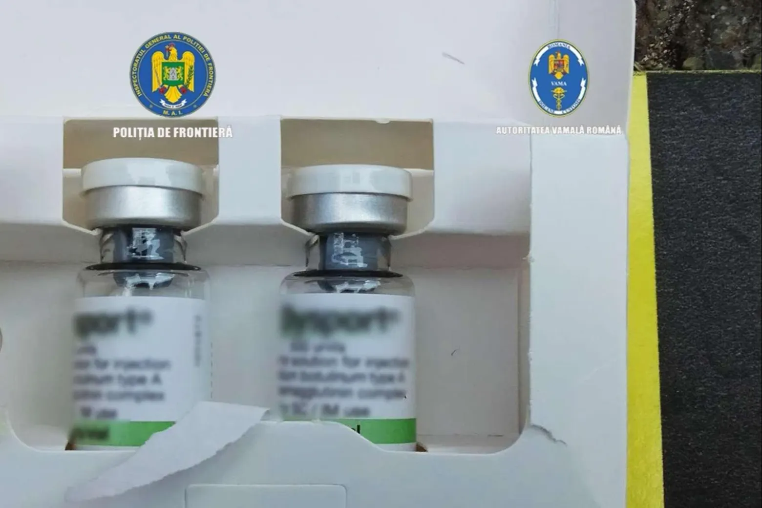 Flacoane cu toxină botulinică/ Poliția de Frontieră 
