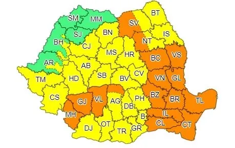 Cod galben de ploi până la ora 23