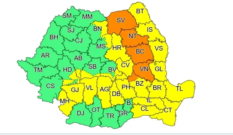 Noi avertizări nowcasting de ploi torențiale în mai multe județe - Unde lovesc FURTUNILE din nou HARTA – poza 1